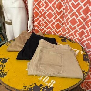 3 Men's Pants Bundle Size 40 Khaki & Black Casual Chino Pants